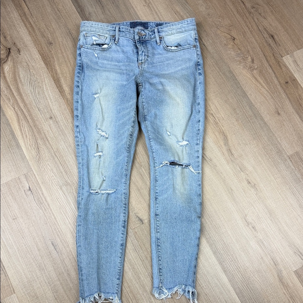 Lucky Brand Stella Skinny Jean Women 27 4 Light Wash Distressed Raw Hem Low Rise